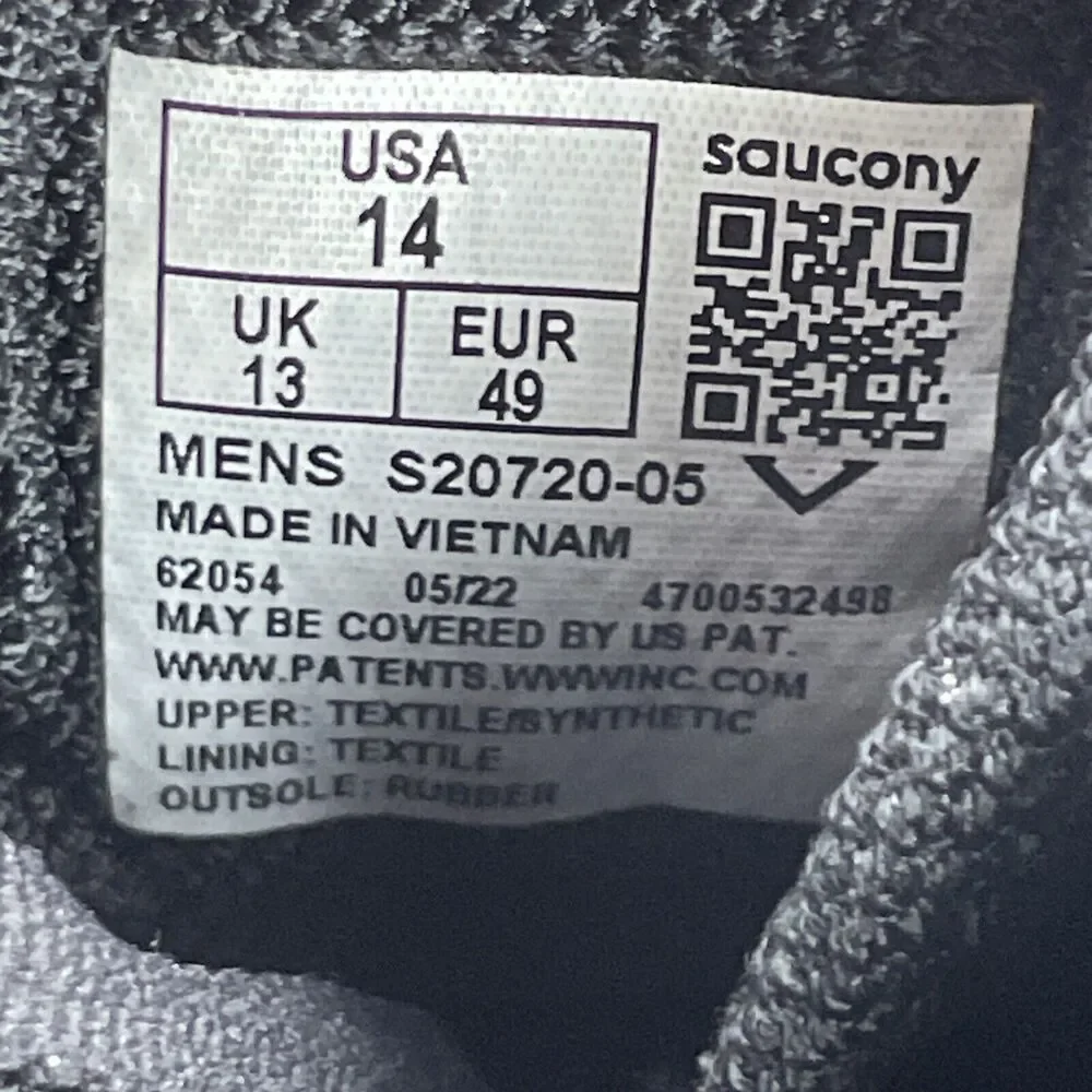 Saucony Tempus Men’s Size 14 Running Shoes Athletic Sneakers Black White Lace Up - Picture 10 of 10